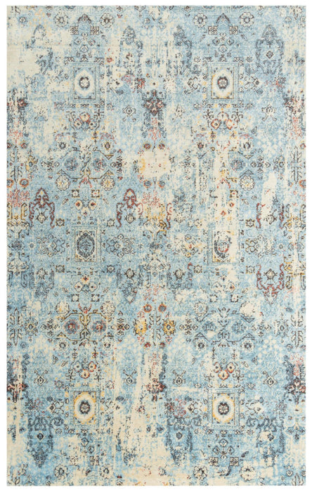 8' X 10' New Zealand Lambs Wool Oriental Hand Carved Handmade Area Rug (747867) - Blue / Beige / Ivory