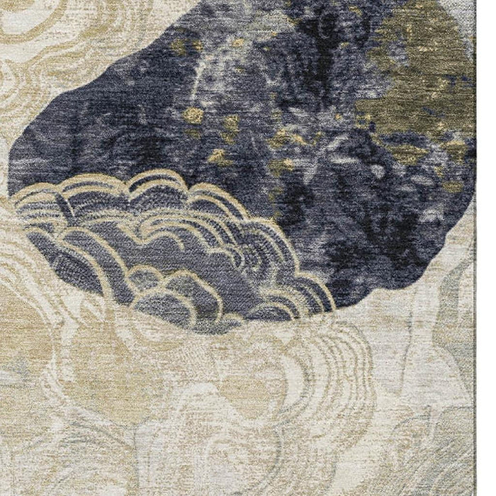 10' X 14' Geometric Washable Area Rug With UV Protection (697200) - Ivory / Tan / Charcoal