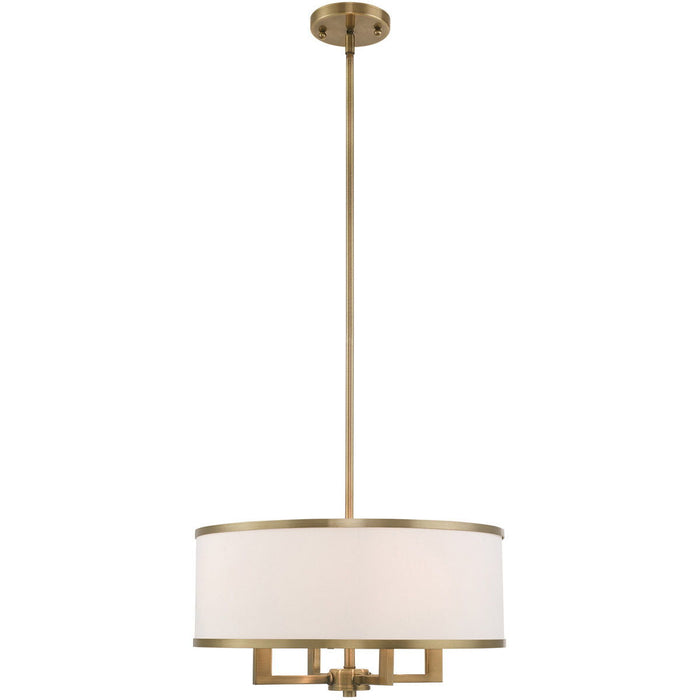 18" Four Light Dimmable Chandelier With Shades - Antiqued Brass