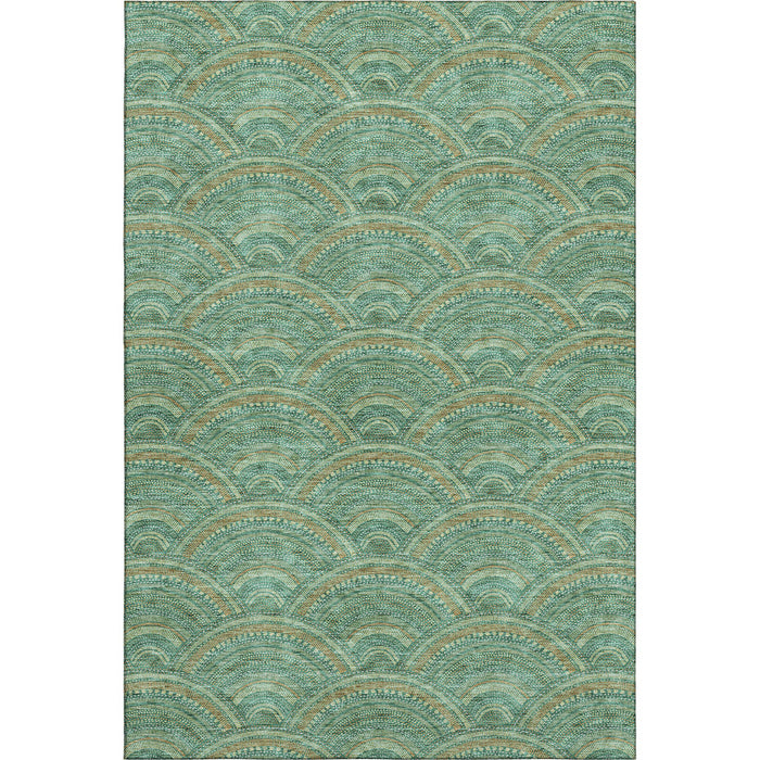 10' X 14' Geometric Washable Area Rug With UV Protection (677723) - Sage / Peach