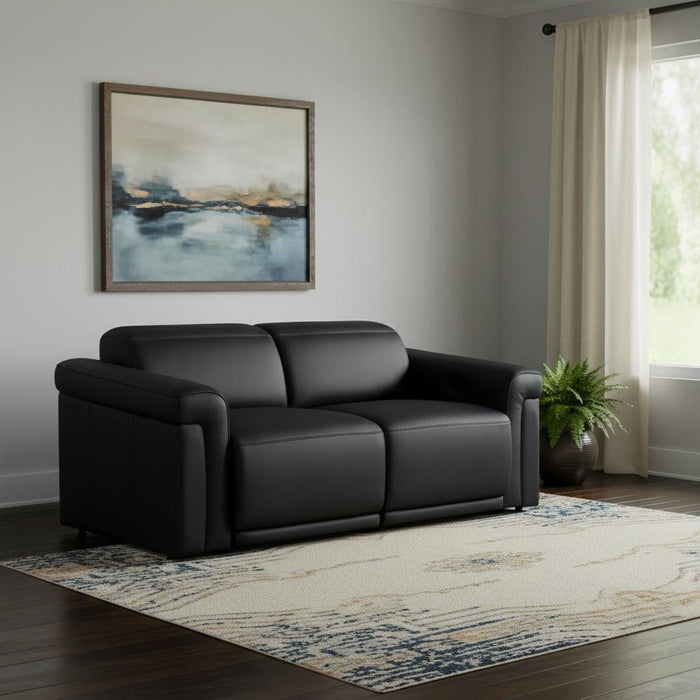 Italian Leather Power Reclining Loveseat (720484) - Black