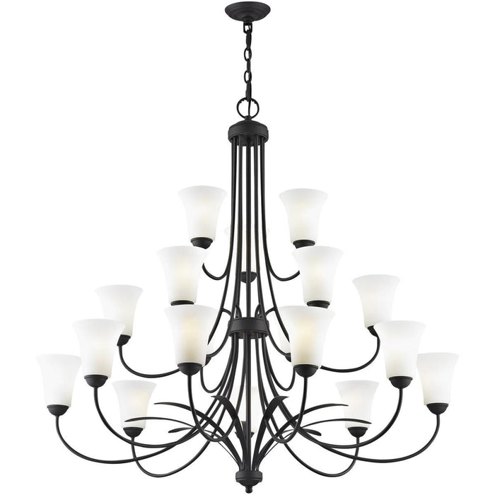 42" Multi Light Dimmable Chandelier With Shades - Black