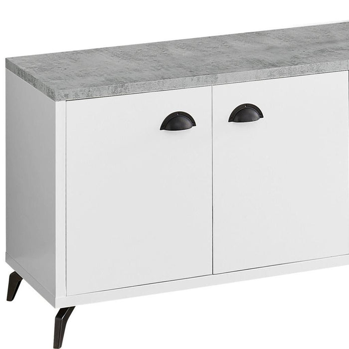Cabinet Enclosed, Storage TV Stand - White