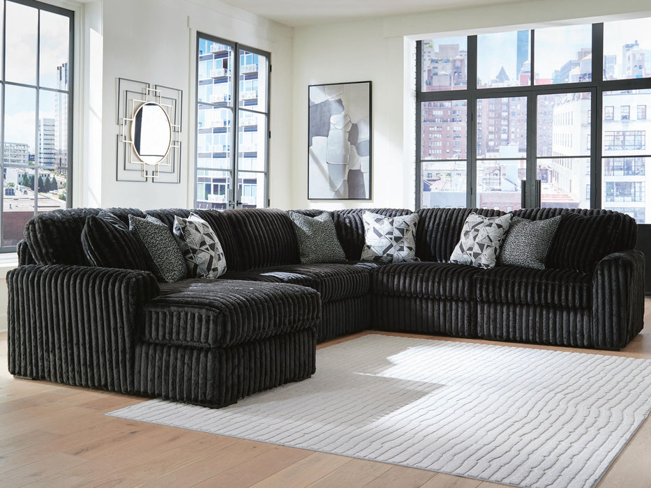Signature Design by Ashley Midnight-Madness sectional sofa, stationary sectional with plush cushions and modern design.