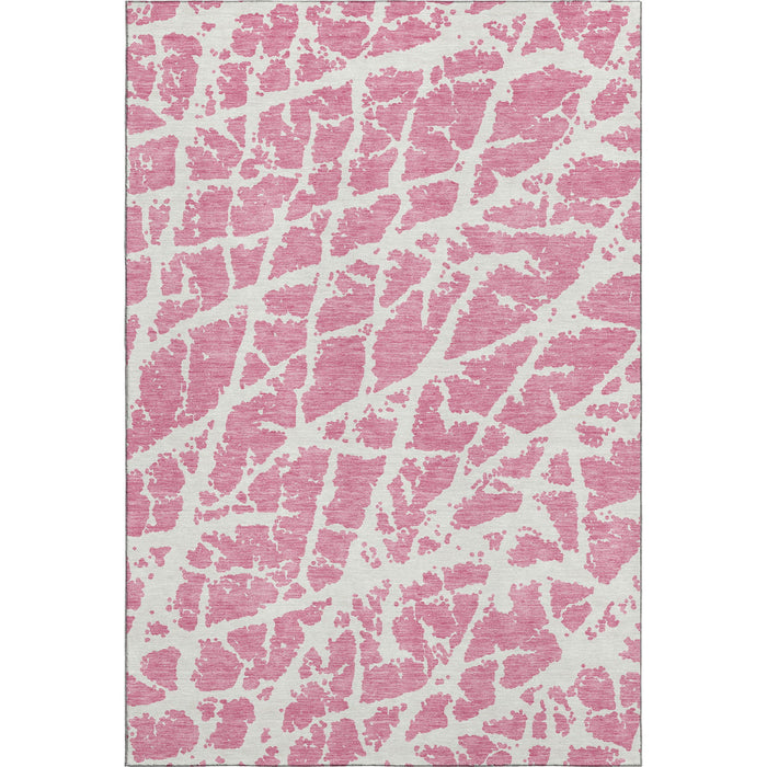 3' X 5' Abstract Washable Area Rug With UV Protection (646573) - Pink / Ivory