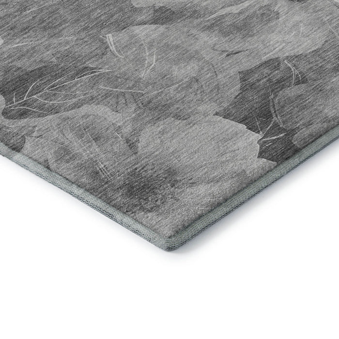 10' X 14' Floral Washable Area Rug With UV Protection (694316) - Gray / Silver / Charcoal