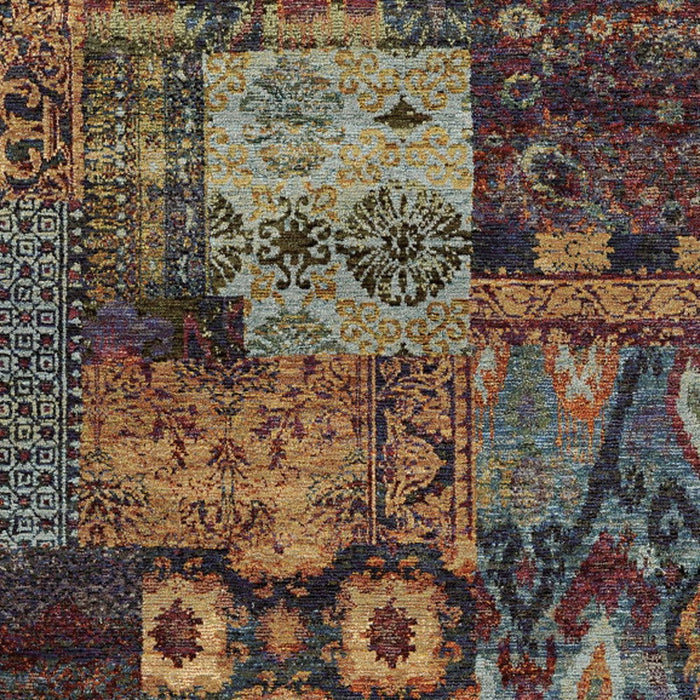 7' x 10' Abstract Power Loom Area Rug - Blue And Gold