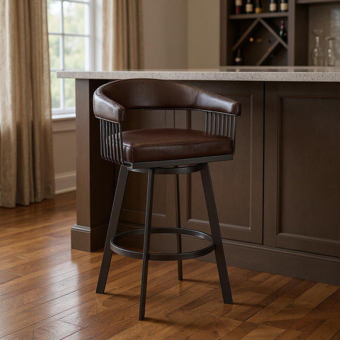 Swivel Low Back Bar Height Bar Chair - Chocolate And Gray