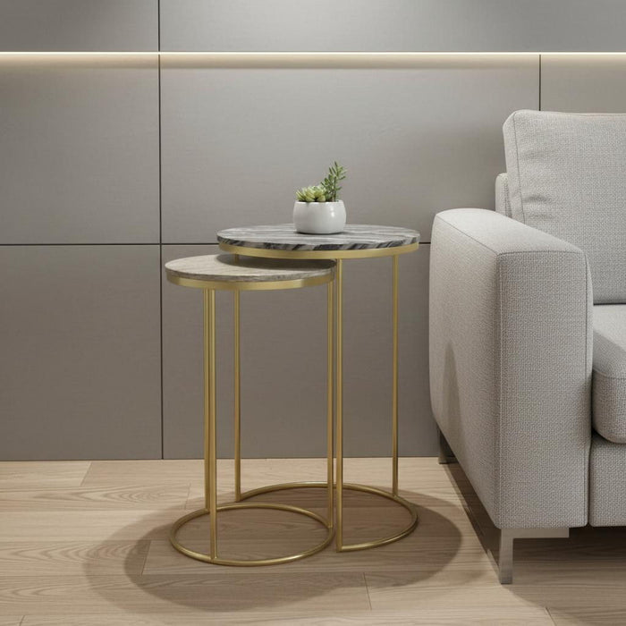 Iron Round End Table (Set of 2) - Gold