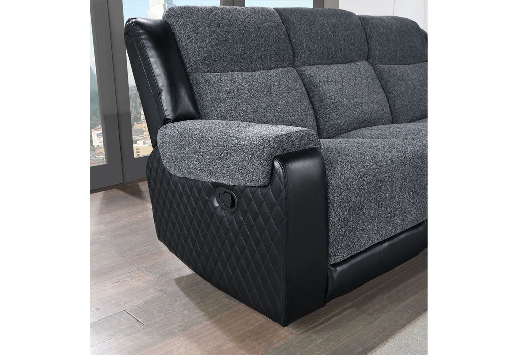 Reclining USB Sofa Toss Pillow With Silver Legs - Black / Gray