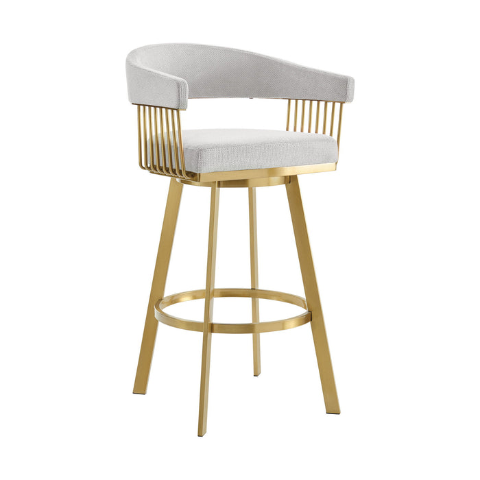 30" Fabric And Stainless Steel Low Back Bar Height Swivel Bar Chair - Silver / Gold