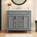 Giga bathroom vanity with top sink, basin on cabinet, two soft-closing doors, and two drawers in a modern design.