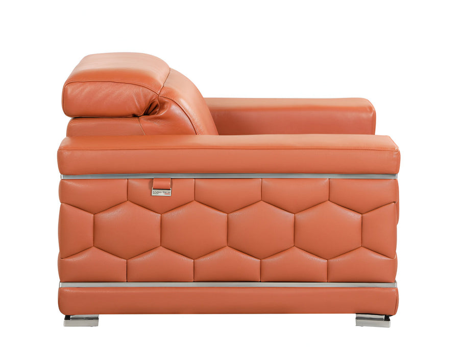 Italian Leather Sofa & Silver Legs - Camel