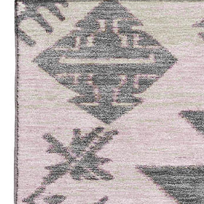 10' X 14' Tribal Washable Area Rug With UV Protection (709012) - Pink / Charcoal / Gray