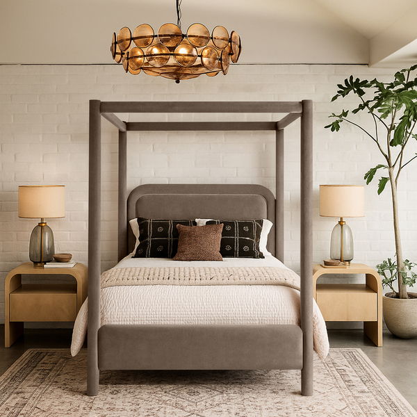 Salina - Velvet Upholstered Bed - Taupe