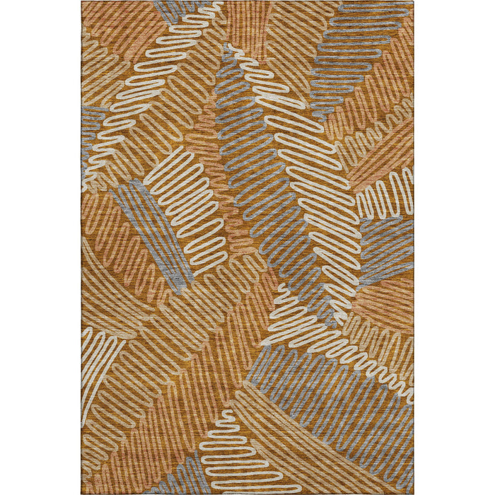 10' X 14' Floral Washable Area Rug With UV Protection (671924) - Rust / Gray / Beige