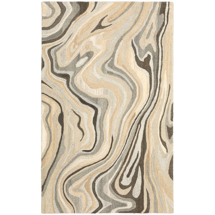 8' X 10' Wool Abstract Hand Tufted Area Rug - Beige / Charcoal