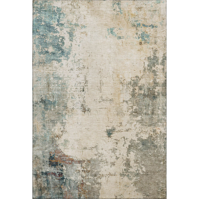10' X 14' Abstract Washable Area Rug With UV Protection (714871) - Ivory / Teal