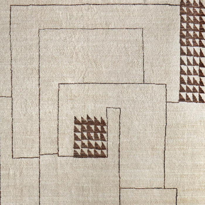 8' X 10' Wool Abstract Hand Knotted Area Rug (617263) - Ivory / Brown