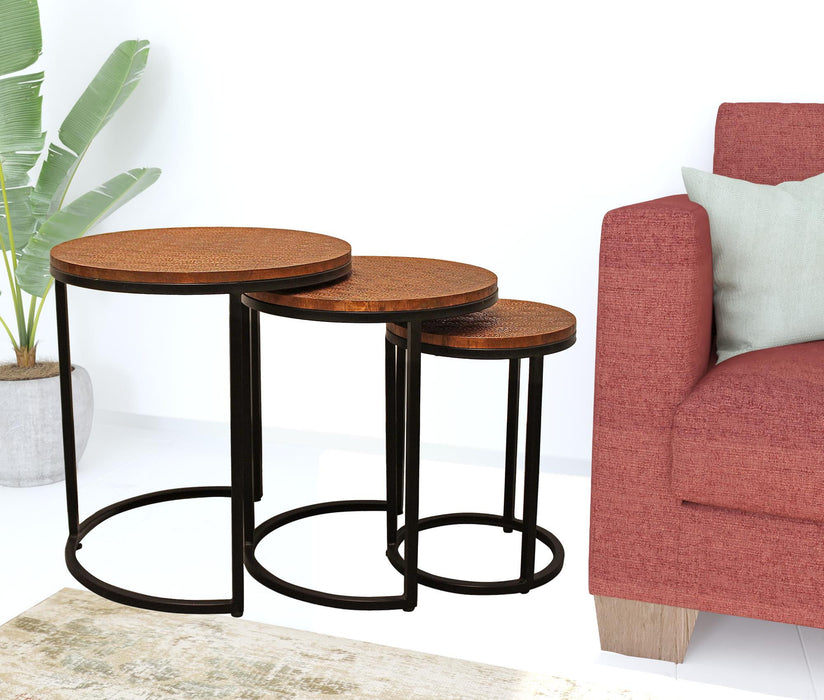 Round Nested Tables (Set of 3) - Black And Copper