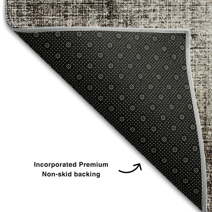 10' X 14' Geometric Washable Area Rug With UV Protection (655878) - Brown / Taupe / Charcoal