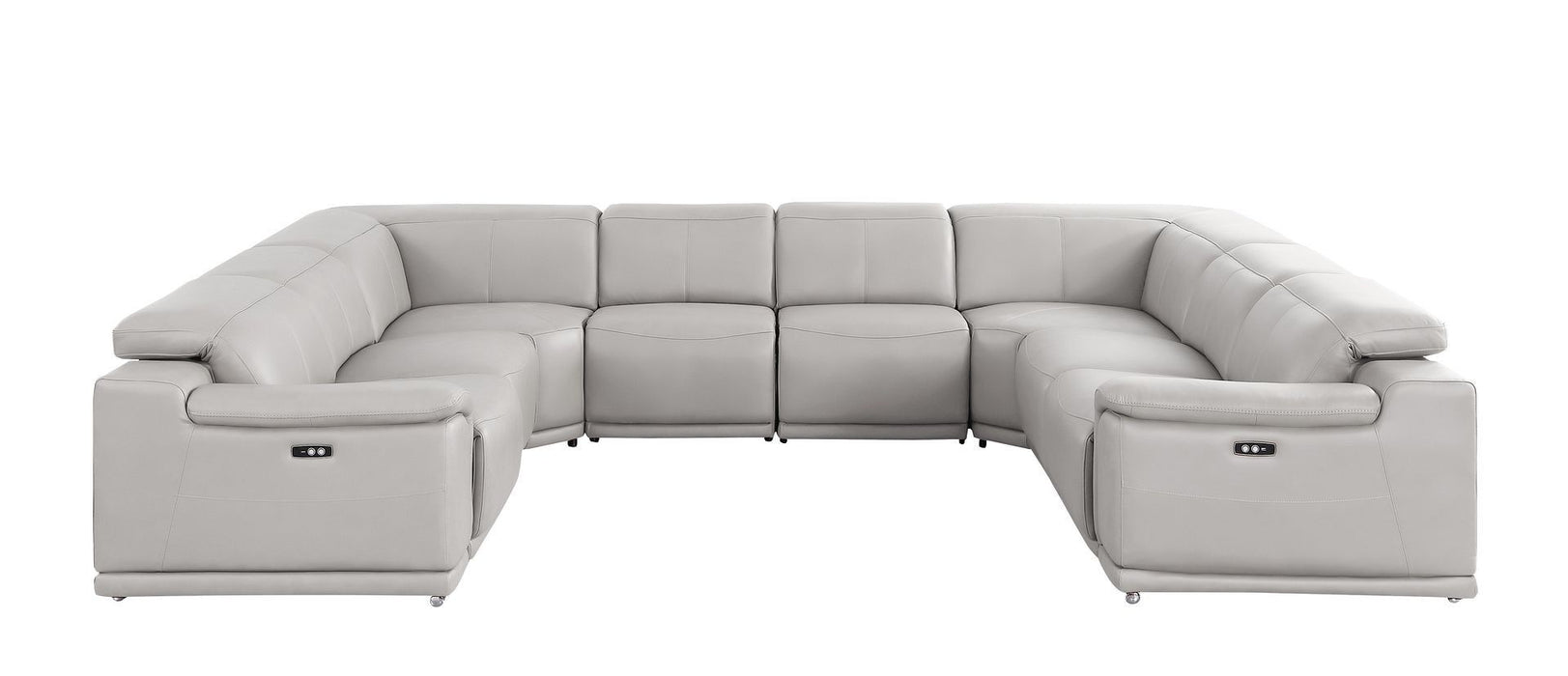 Leather Modular U Shaped Eight Piece Corner Sectional - Ash / Gray