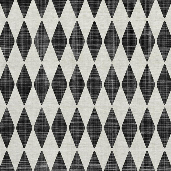 10' X 14' Diamond Washable Area Rug With UV Protection (650026) - Black / Ivory