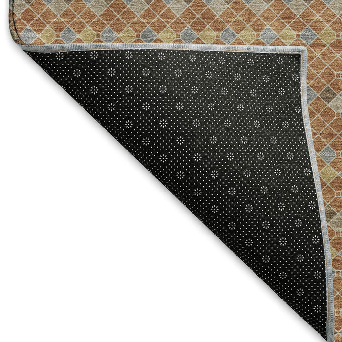 10' X 14' Striped Washable Area Rug With UV Protection (693558) - Rust / Blue / Gold