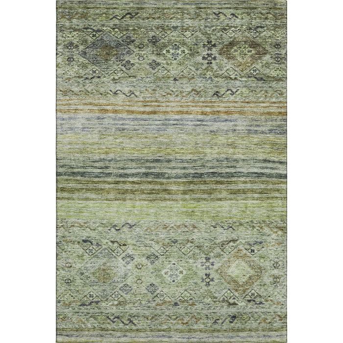 10' X 14' Abstract Geometric Washable Area Rug With UV Protection (688504) - Artichoke Green / Blue / Beige