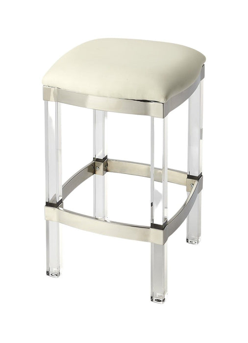 Backless Counter Height Bar Chair - White / Clear