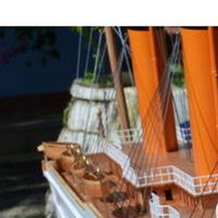 Hand Painted Model Boat (624250) - Light Brown / White