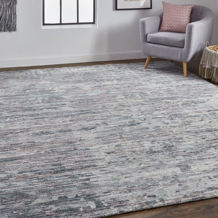 9' x 12' Wool Abstract Hand Knotted Area Rug - Blue And Gray