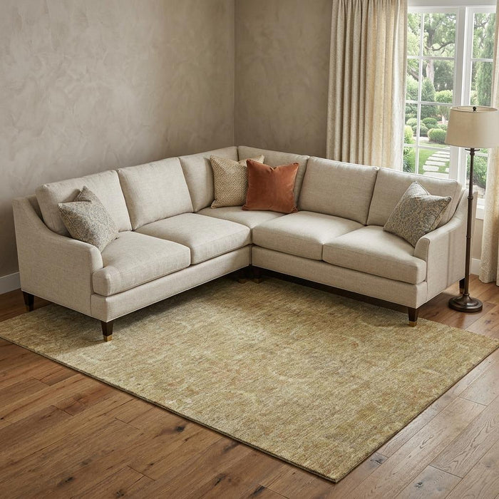 10' X 14' Damask Washable Area Rug With UV Protection (683902) - Wheat / Beige