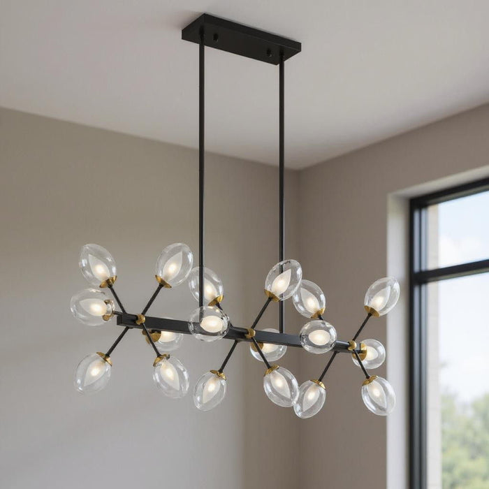 Sputnik Multi Light Transparent Metal Edison Bulb Dimmable Smart Enabled Chandelier With Shades - Black / Clear / Gold