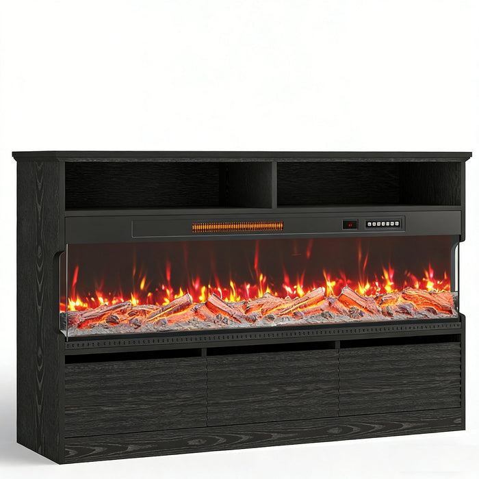Wood Fireplace Entertainment Center With Fireplace (723793) - Black