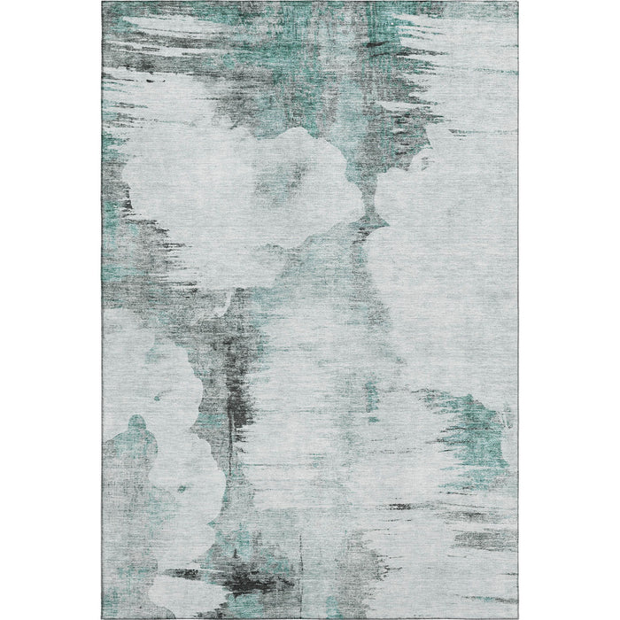 8' X 10' Abstract Washable Area Rug With UV Protection (657237) - Teal / Gray / Ivory