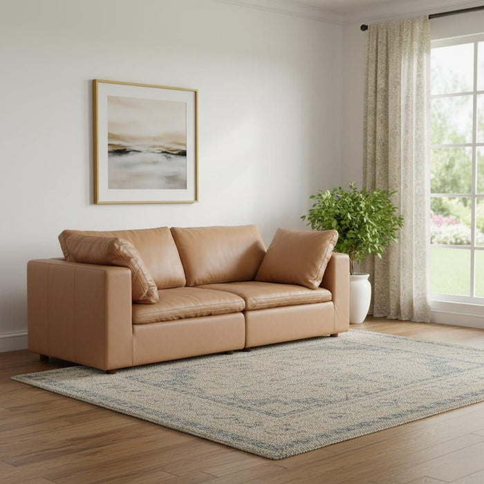 Italian Leather Loveseat - Chestnut / Brown
