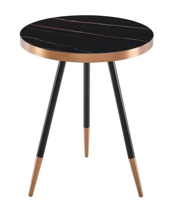 Stylish Ceramic Side Or End Table - Black And Rose Gold