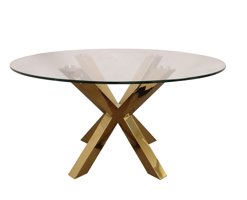 54" Glass And Metal Round Top Dining Table - Clear