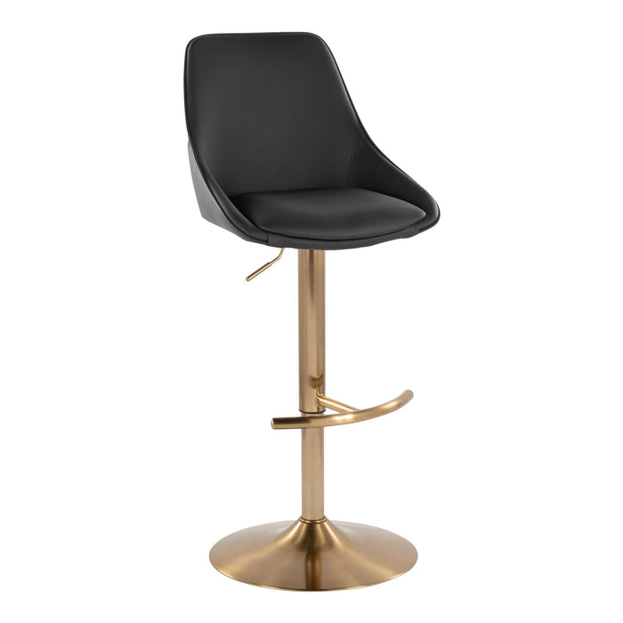 Diana - Adjustable Barstool With Rounded T Footrest (Set of 2) - Gold Metal