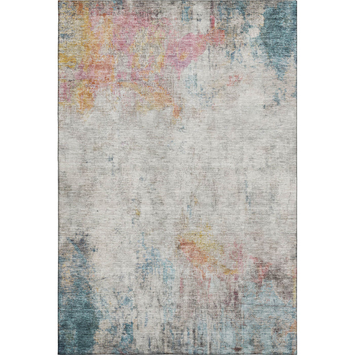 10' X 14' Abstract Washable Area Rug With UV Protection (692124) - Teal / Pink / Gold