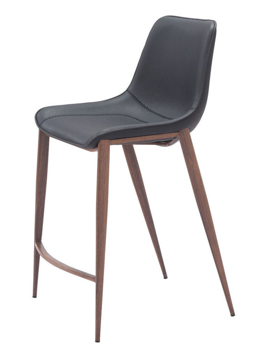 26" Faux Leather And Steel Counter Height Bar Chairs (Set of 2) - Black / Brown