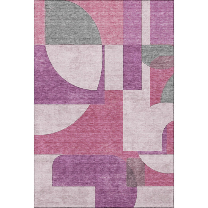 10' X 14' Abstract Geometric Washable Area Rug With UV Protection (697344) - Blush / Mauve / Ivory