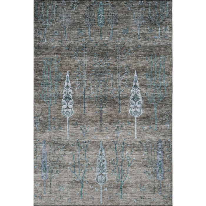 10' X 14' Floral Washable Area Rug With UV Protection (708193) - Brown / Blue