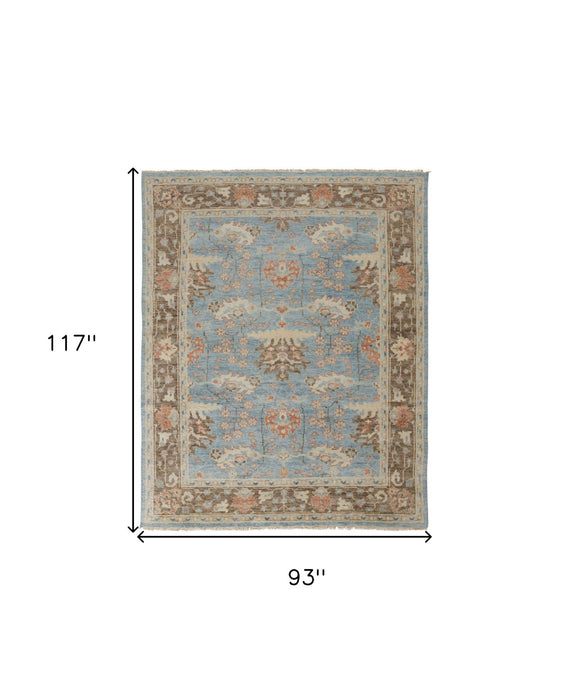 8' x 10' Wool Oriental Hand Knotted Area Rug - Brown And Blue