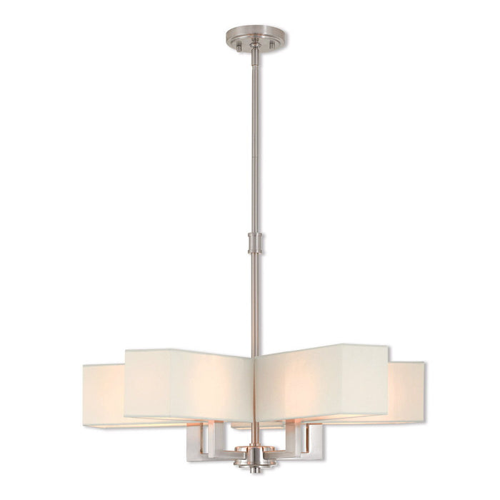 21" Five-Light Dimmable Chandelier With Shades - Nickel