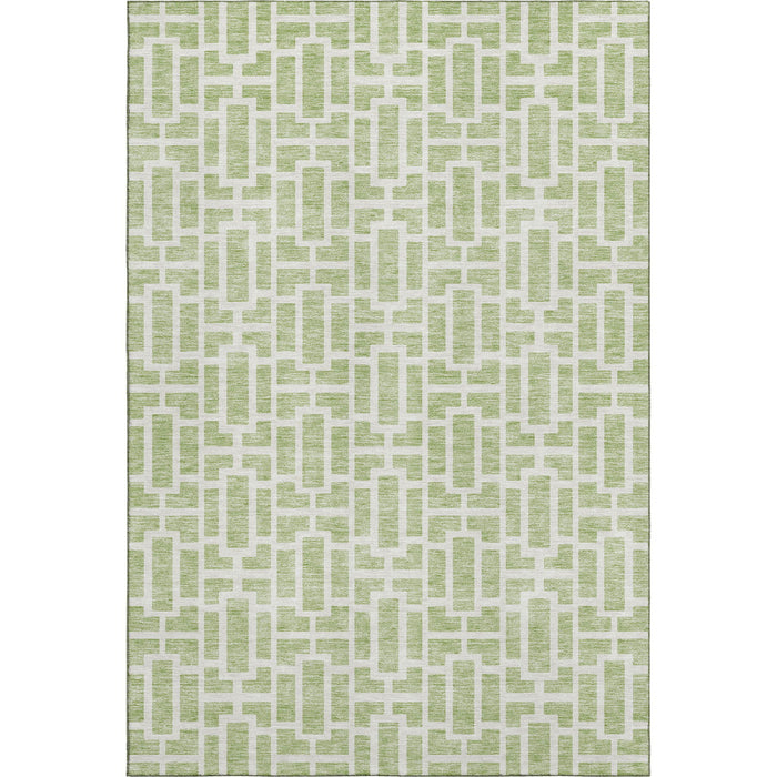10' X 14' Geometric Washable Area Rug With UV Protection (672803) - Artichoke Green / Ivory