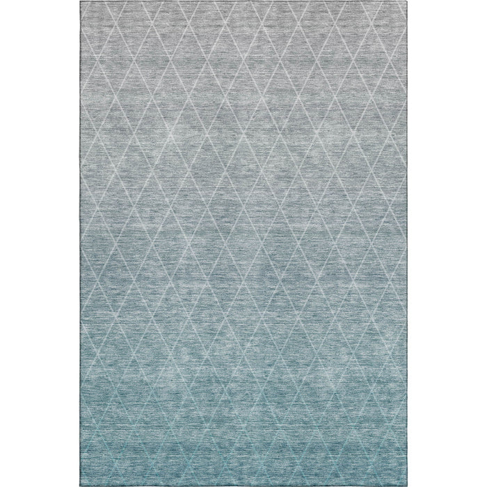 10' X 14' Geometric Washable Area Rug With UV Protection (688195) - Teal / Ivory