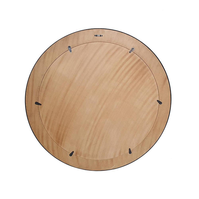 32" Round Framed Accent Mirror - Black / Brown / Faux Stone
