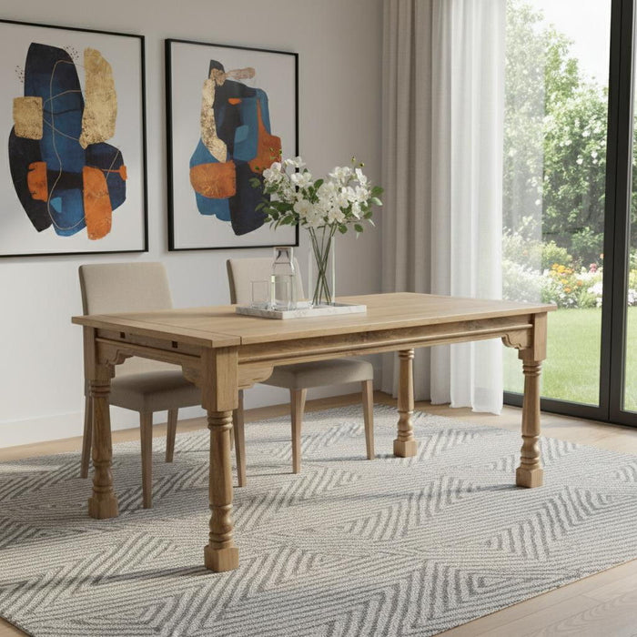 Solid Wood Self-Storing Leaf Extendable Dining Table - Brown